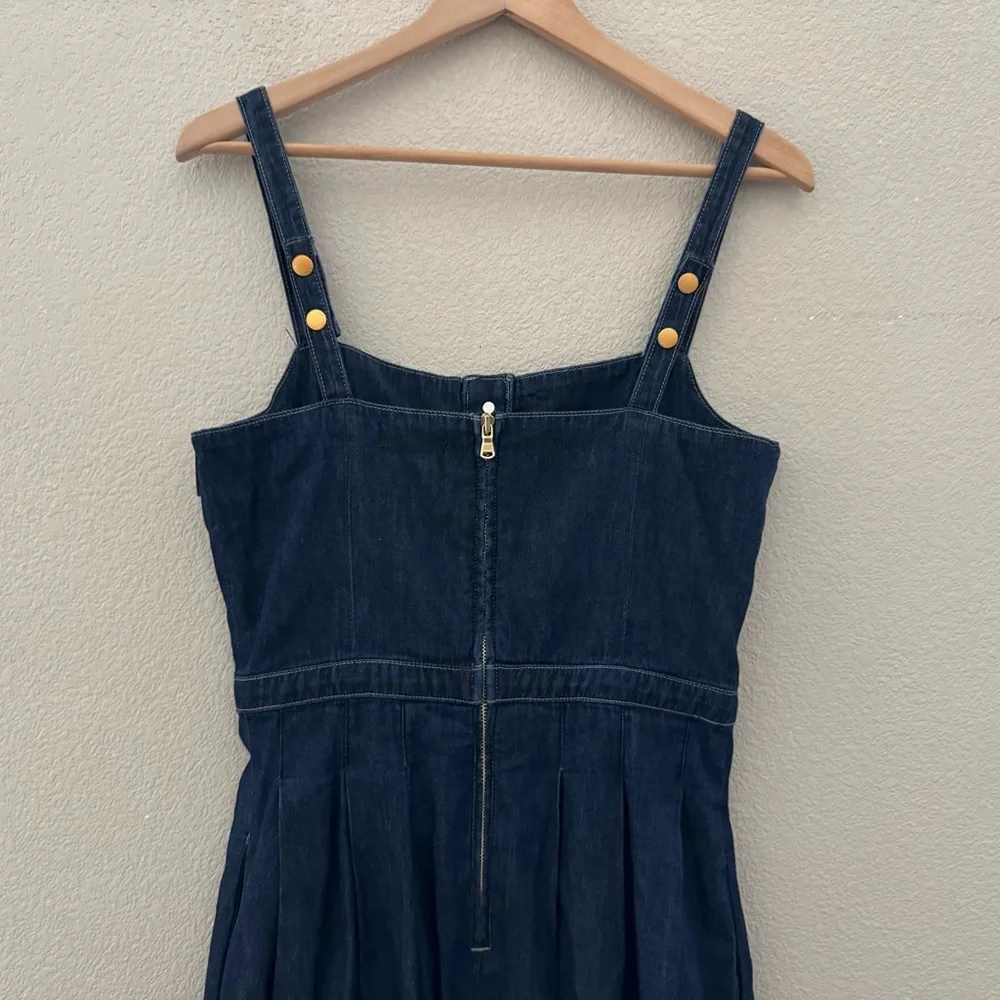 L'agence Esmeralda Pinafore Denim Midi Dress 8 Raleigh Parisian Chic Preppy NWT - Picture 11 of 15